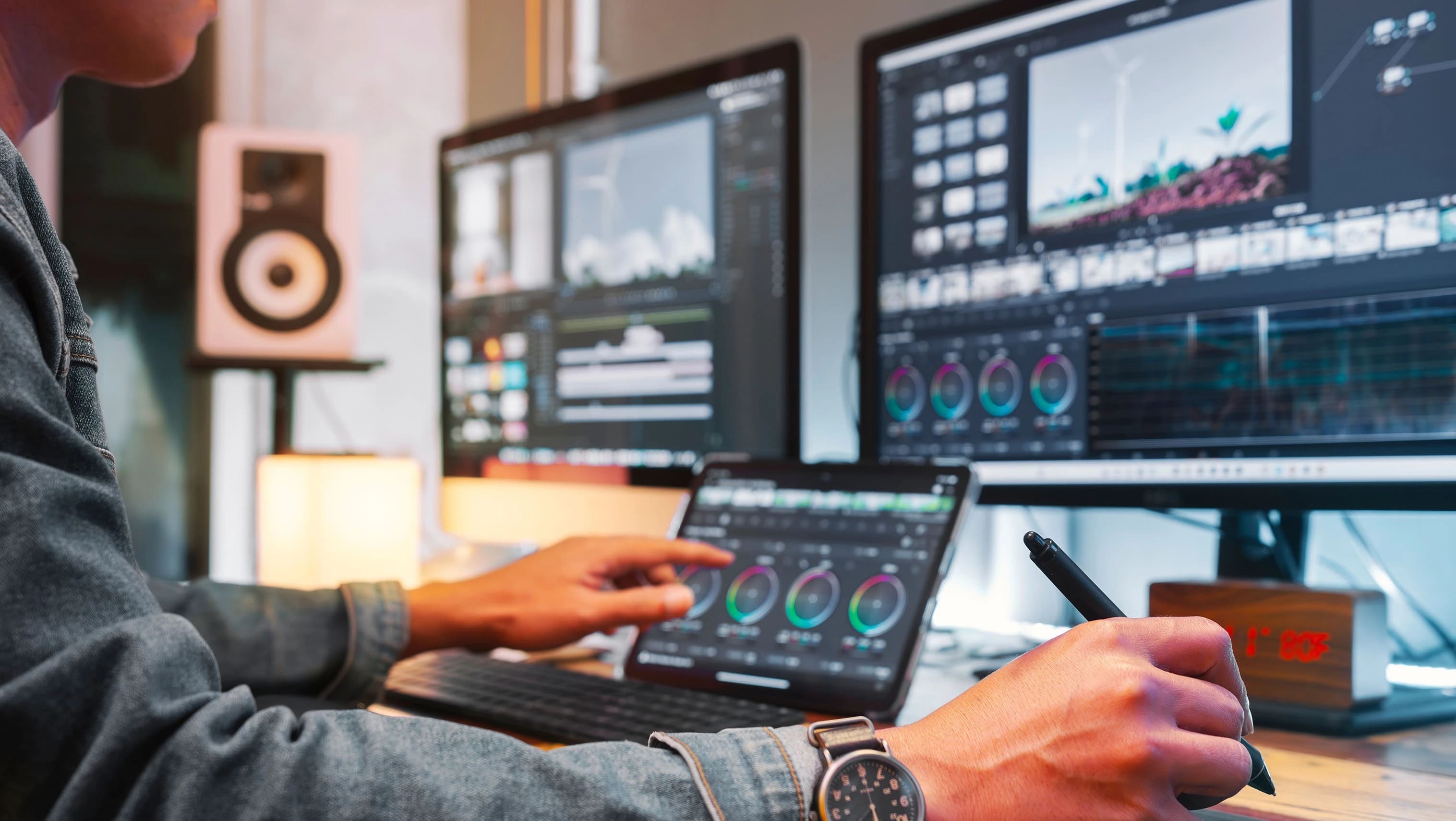 person editing on a computer