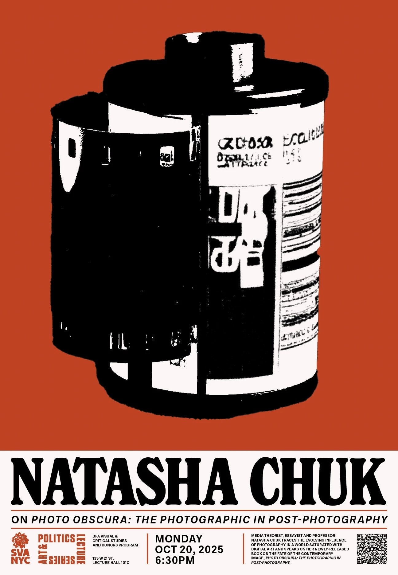 Poster for event, with abstracted roll of camera film