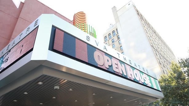 The marquee of the SVA Theatre. The sign displays Open House