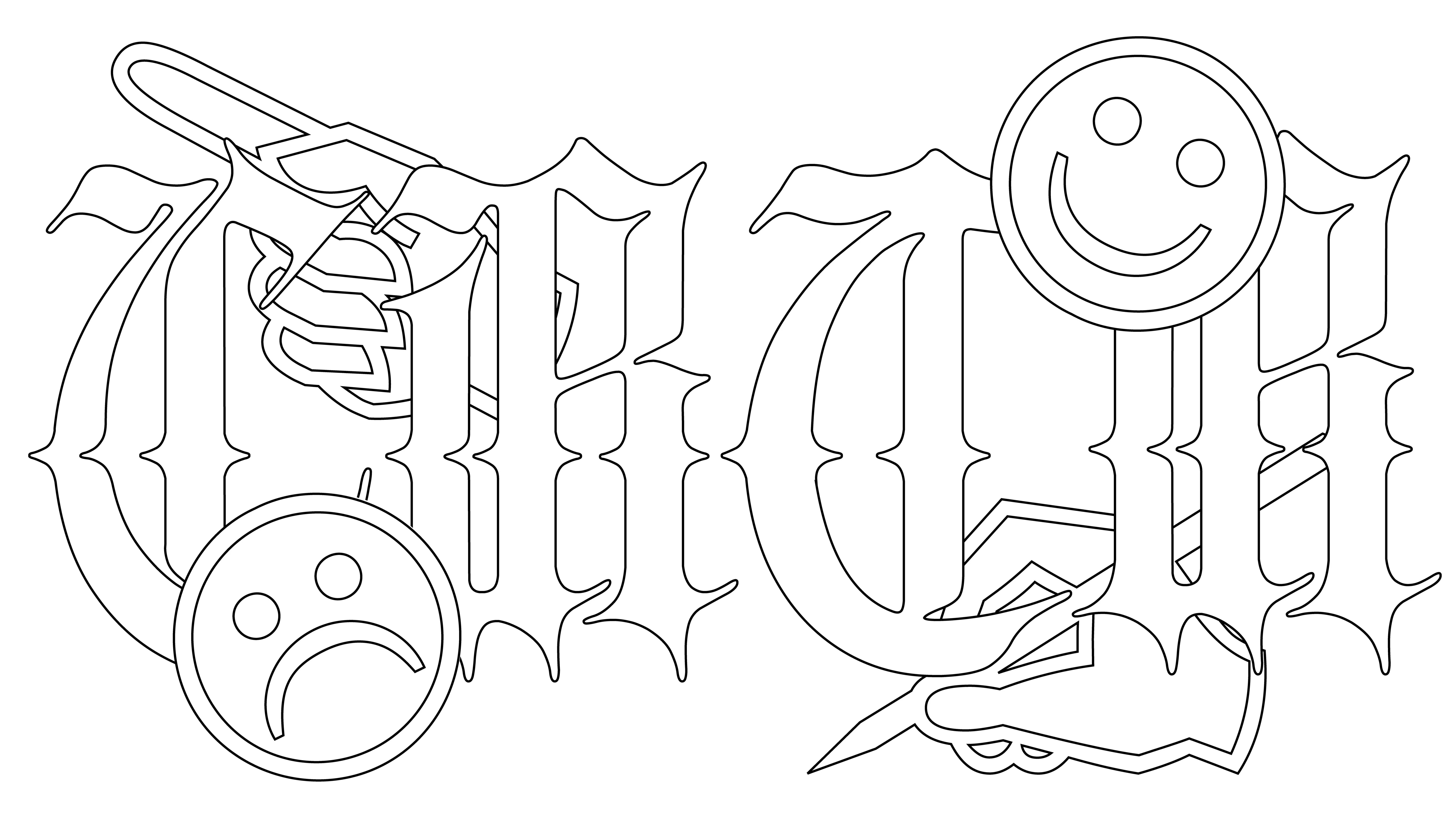 The letters "C R T R" are placed at each of the 4 corners of an image representing a house, in an Old English style font. In the house is an upside-down book with a "happy" and "sad" emoticon.