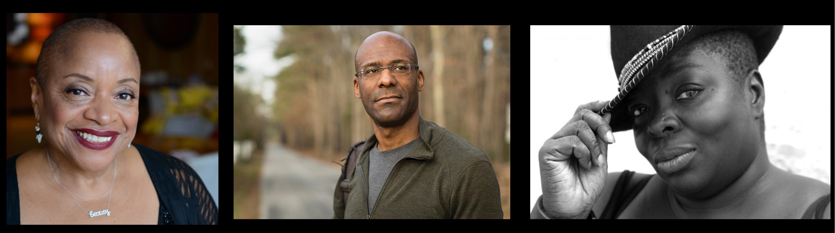 (from left to right): Photos of Deborah Willis, Brian Palmer, and Nona Faustine, who are speaking at this event about photographer Maurice Berger