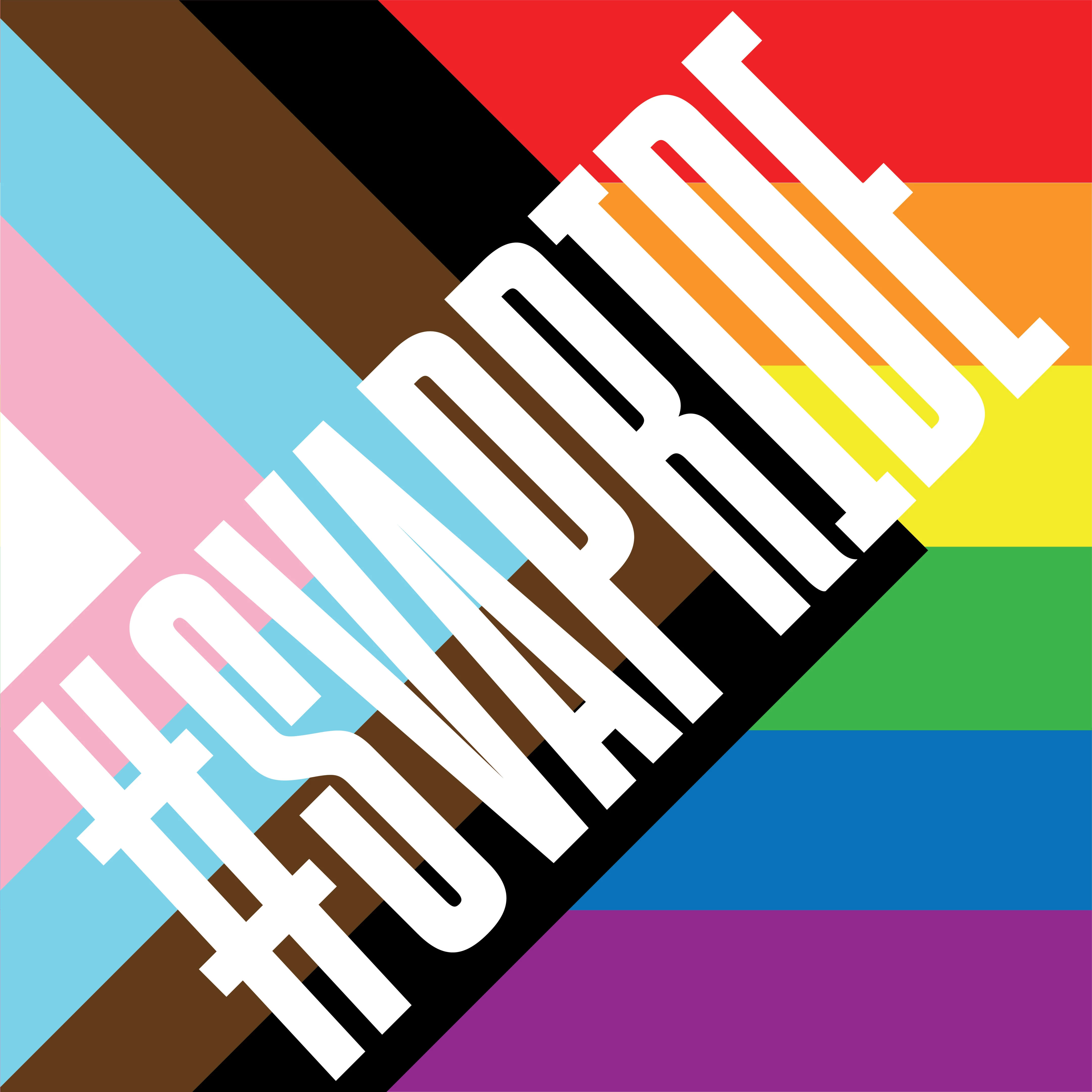 A multicolored graphic with a text overlay reading "#SVA PRIDE," created in support of the LGBTQIA+ community.