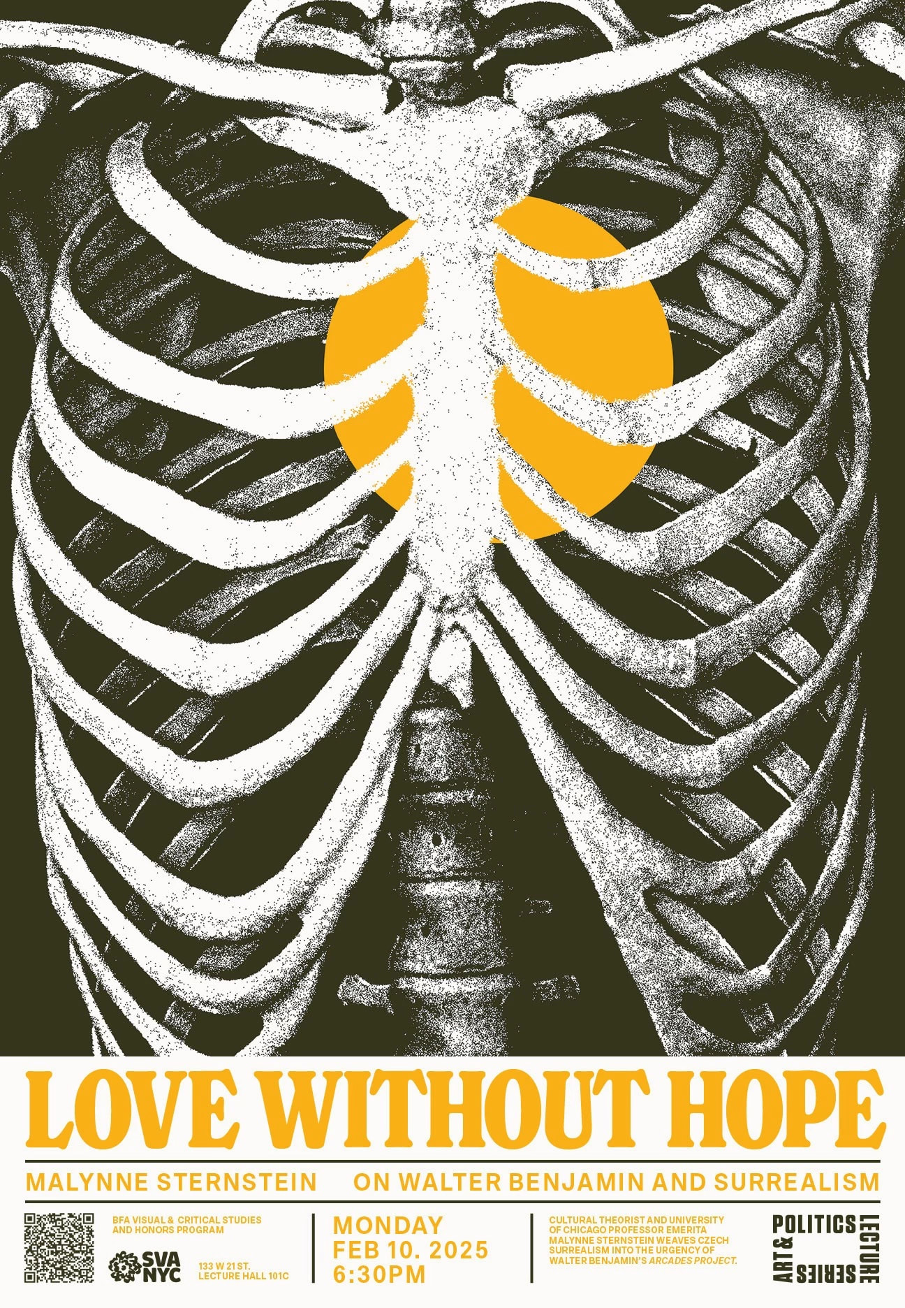 Poster with image of skeleton with setting sun