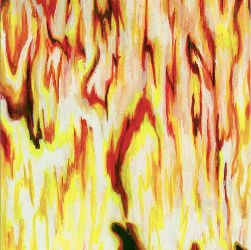 Illustration of fire with red, yellow and orange hues