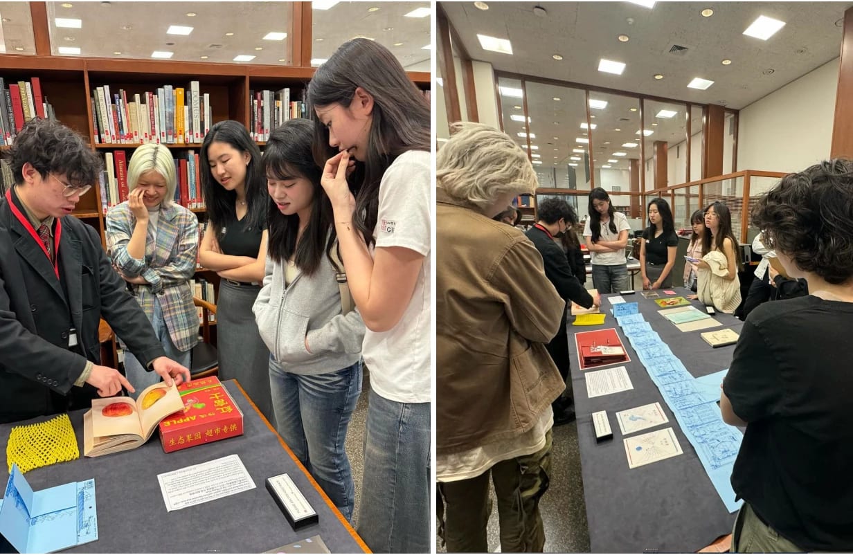 A photograph of students on a field trip to a museum archive.