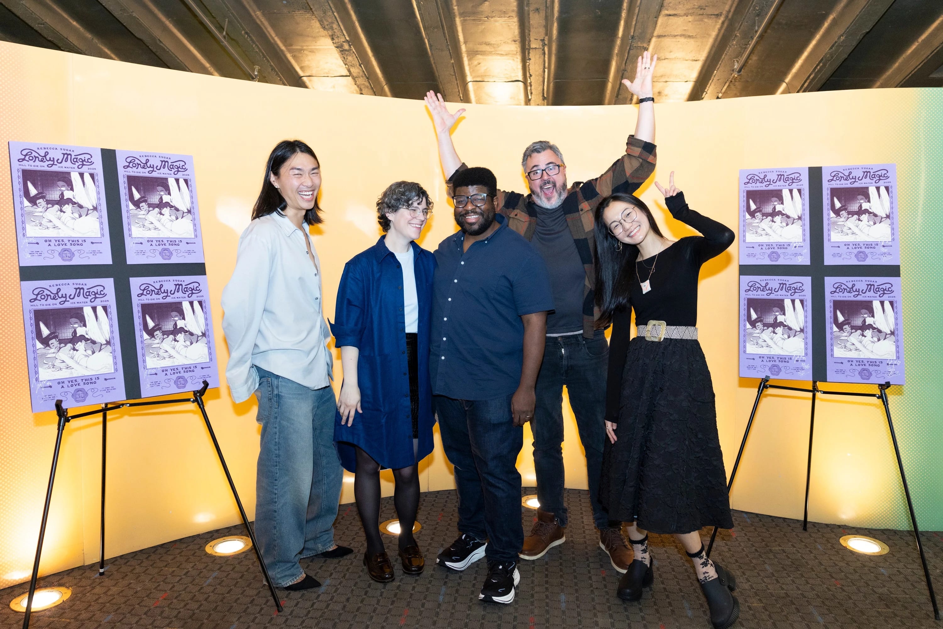 Lonely Magic panelists and BFA Animation Department Chair posing for a photograph.
