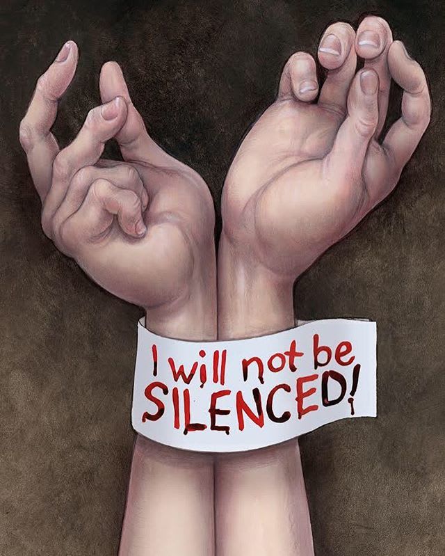 An image of an image titled <em><span id="selection-marker-1" class="redactor-selection-marker"></span><span id="selection-marker-1" class="redactor-selection-marker"></span>"I Will Not Be Silenced"<span id="selection-marker-2" class="redactor-selection-marker"></span></em> <span id="selection-marker-2" class="redactor-selection-marker"></span>by Anita Kunz.
