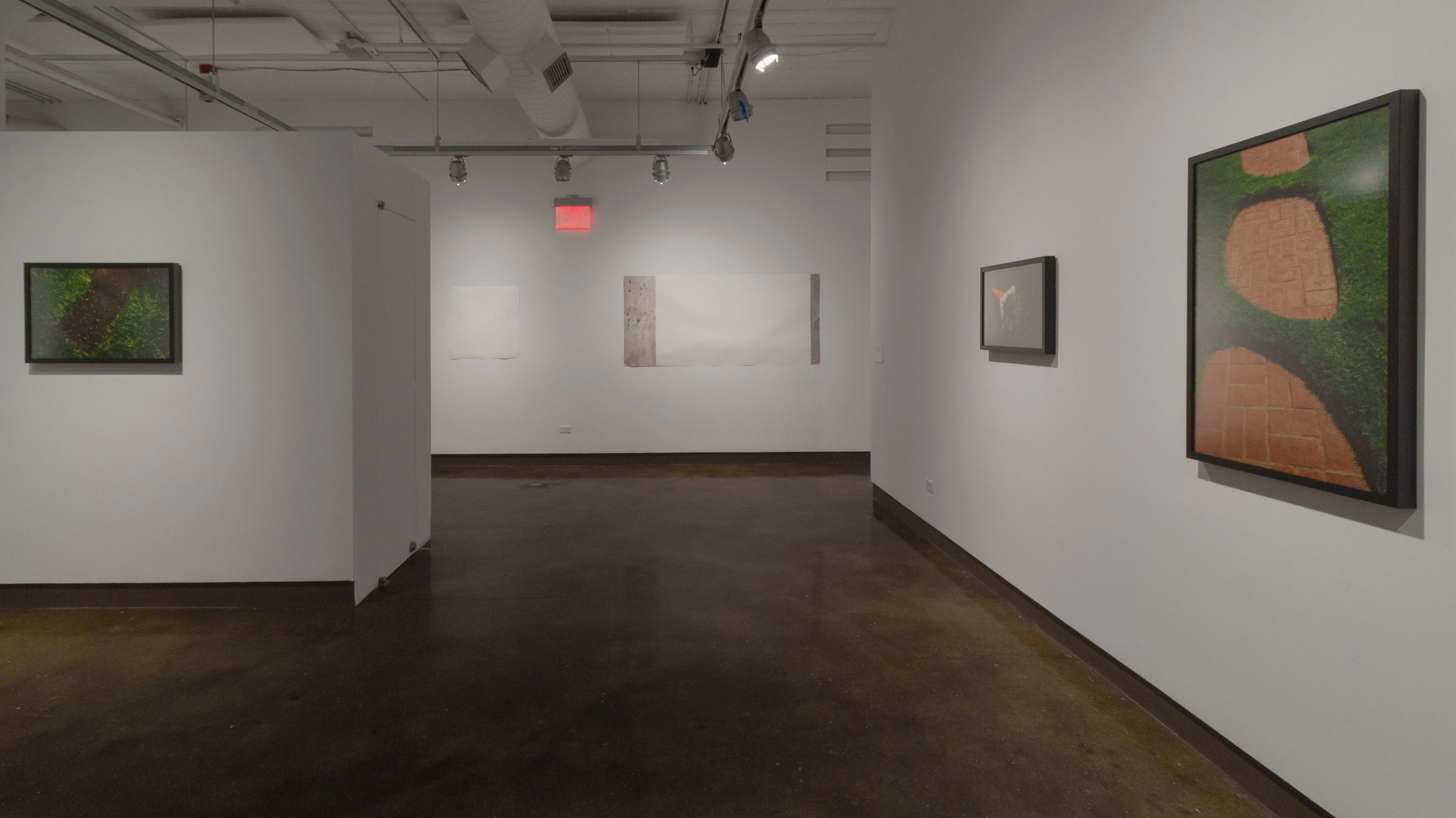 Multiple views of SVA Chelsea Gallery with framed and unframed photographs, video, and installation with projectors. 