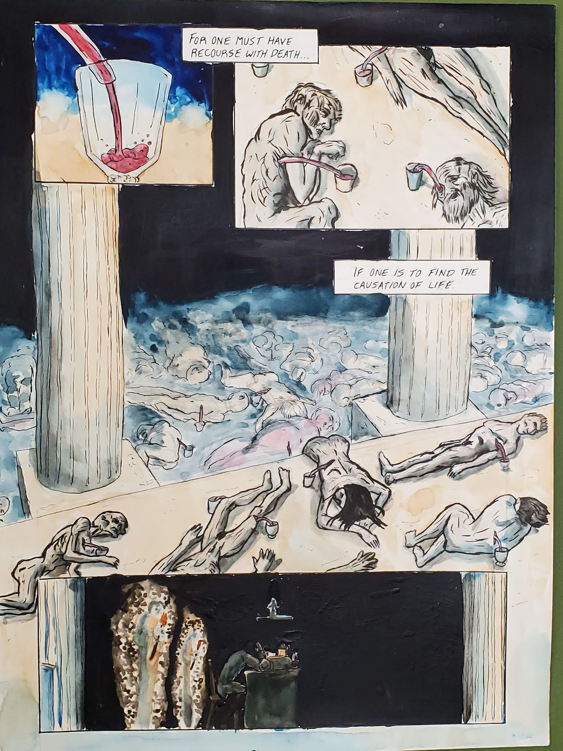 Samuel Wasserman Held, Frankenstein, 2020, ink on paper, 16 x 12 inches 