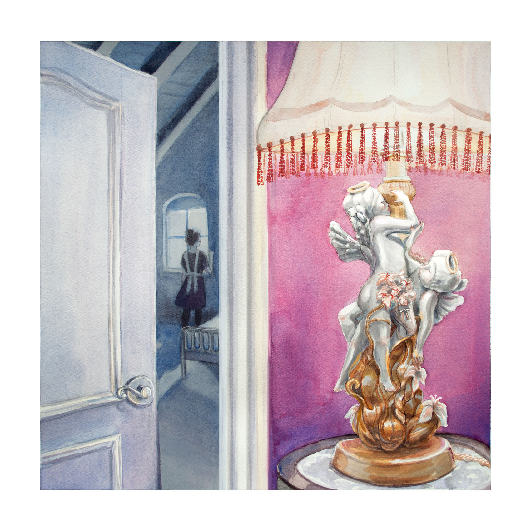 Haley Lajeunessem, The Maids, 2020, watercolor, 17 ½ x 11 ½ inches 