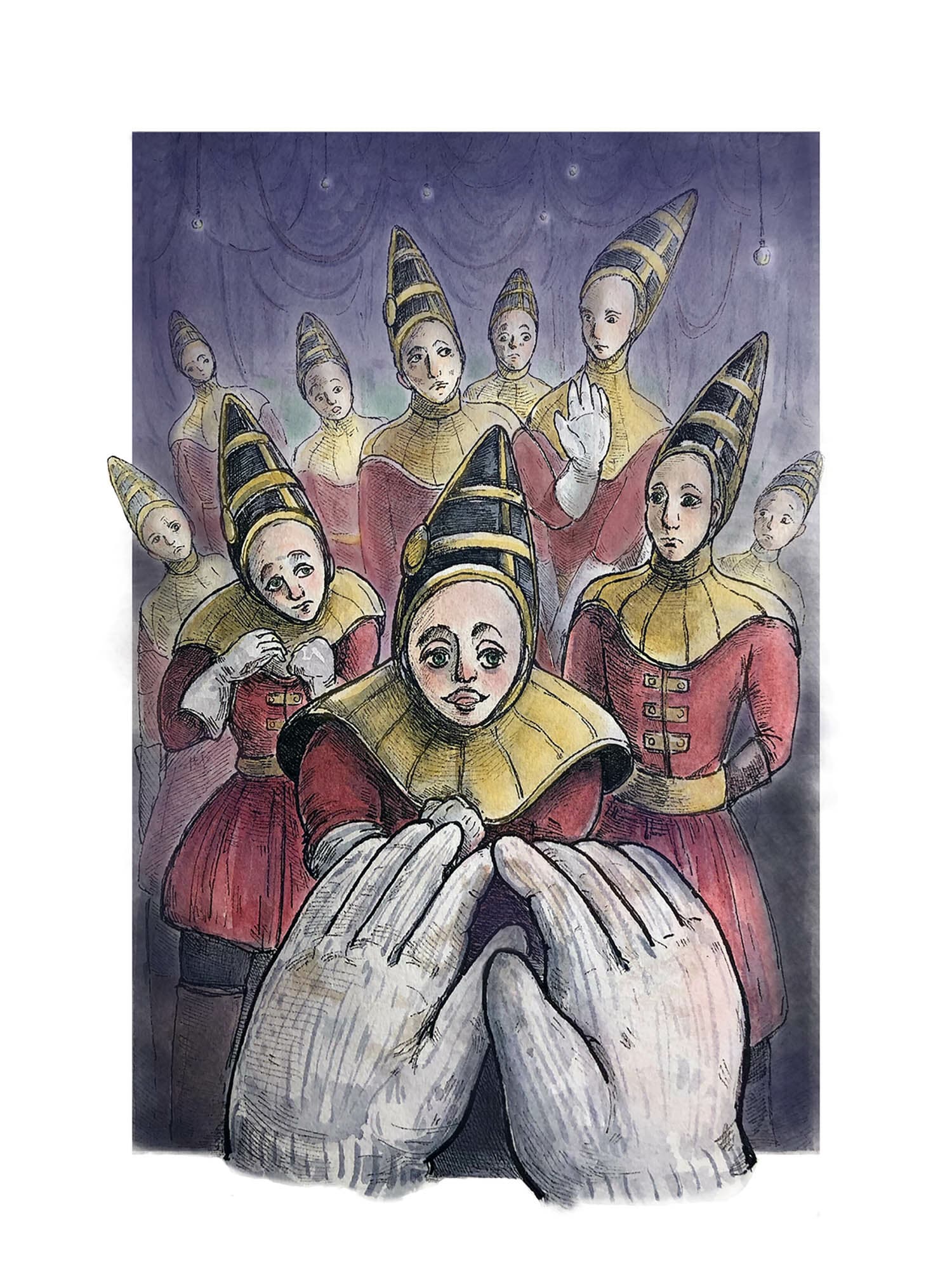 Langqi Li, When Robots Control the World, 2020, watercolor, 12 x 9 inches