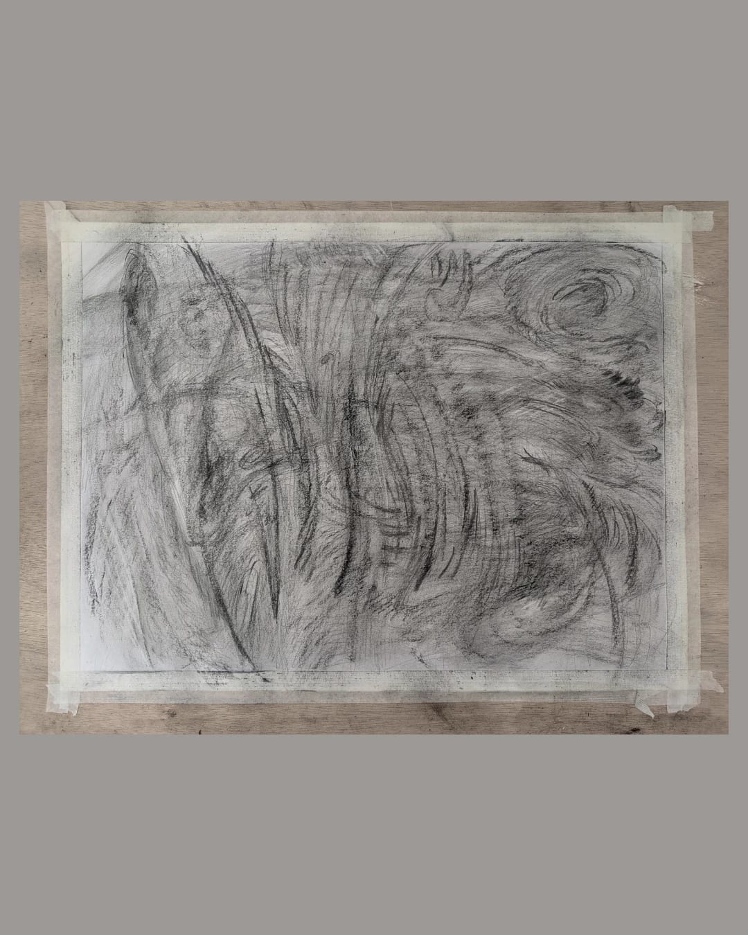 Yue Yuan, Her face, 2025, Pencil and charcoal on paper, 18 x 24 inch