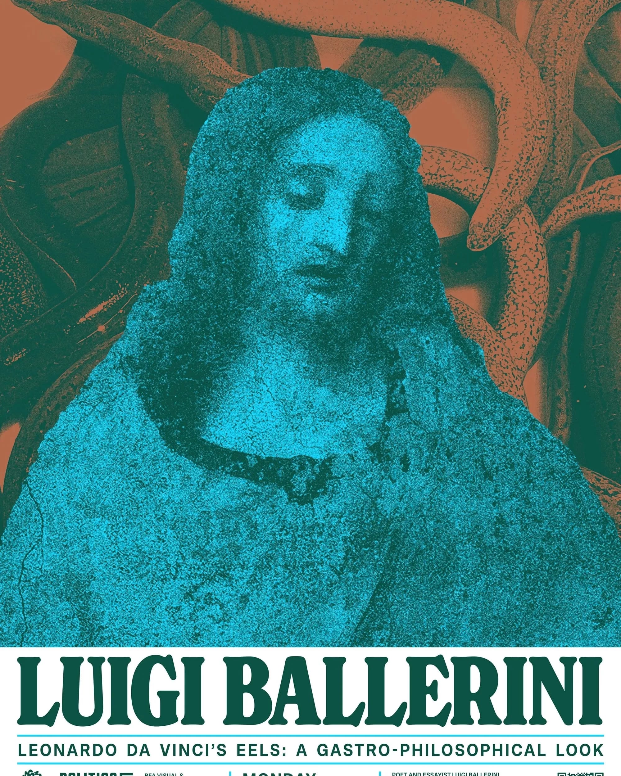 Poster featuring image of Jesus from The Last Supper, surrounded by eels