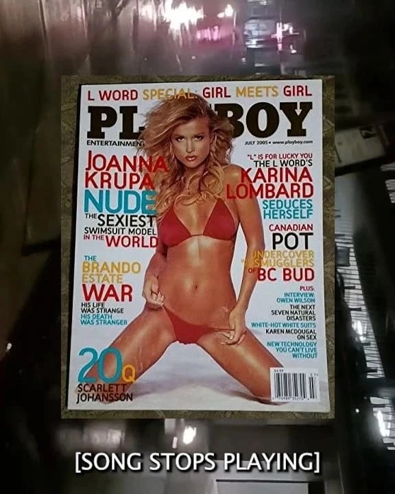 video still showing the cover of an issue of Playboy magazine