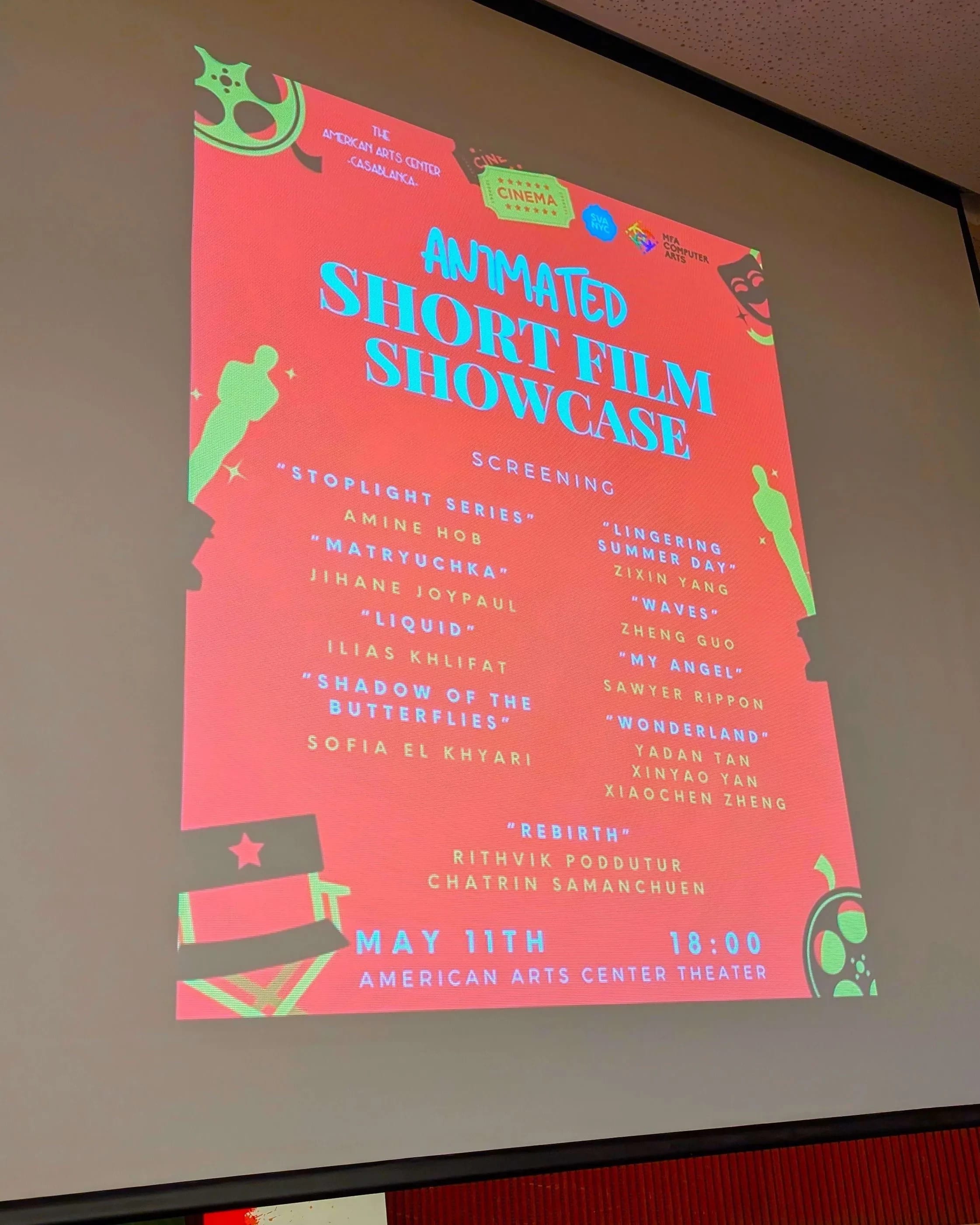 Screening program projected onto a screen