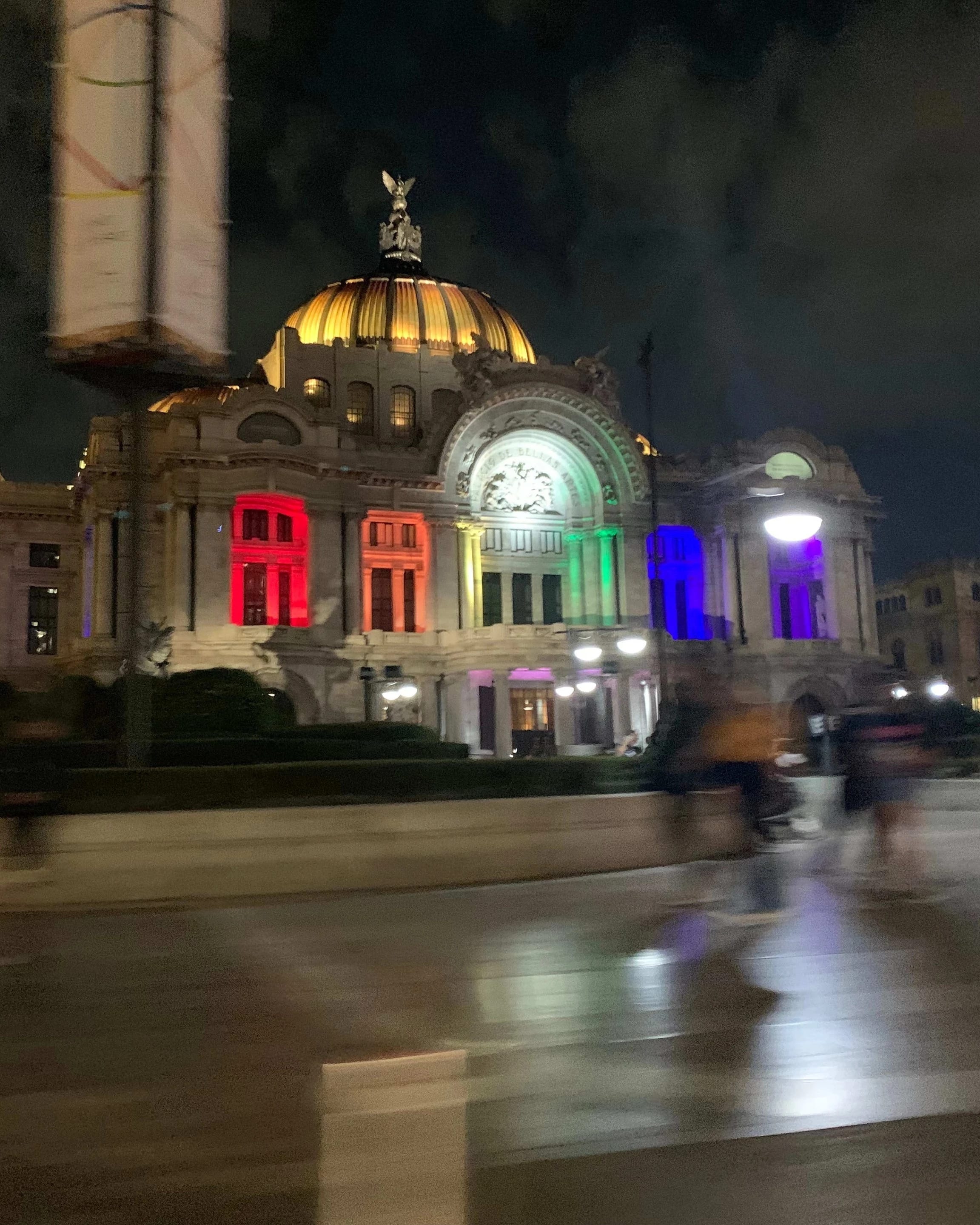 Slow exposure of Mexico City landmark at night