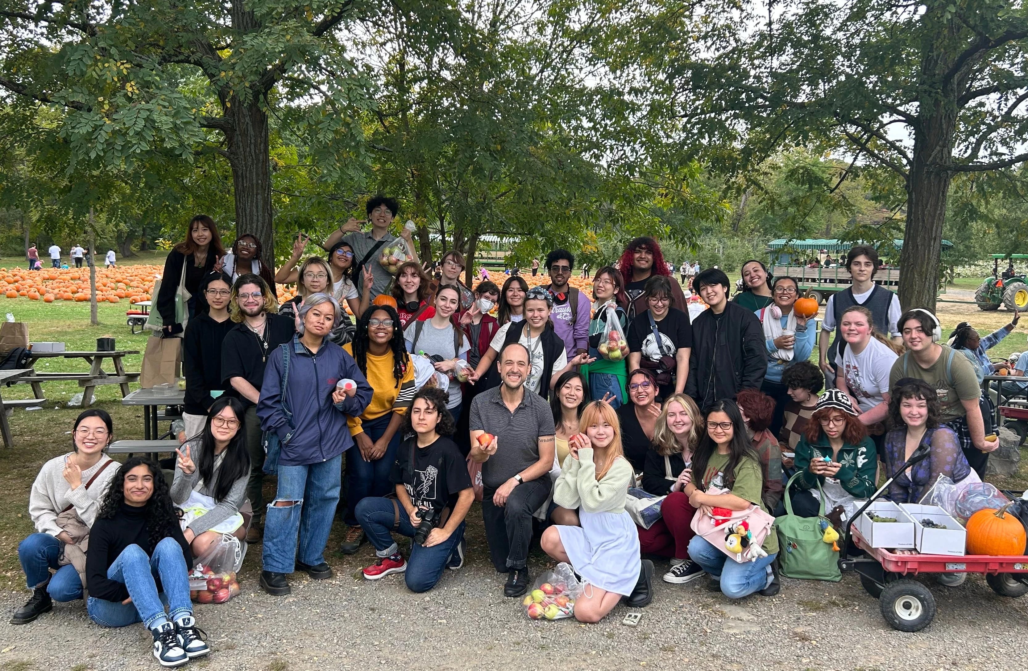 Honors apple-picking group photo outdoors