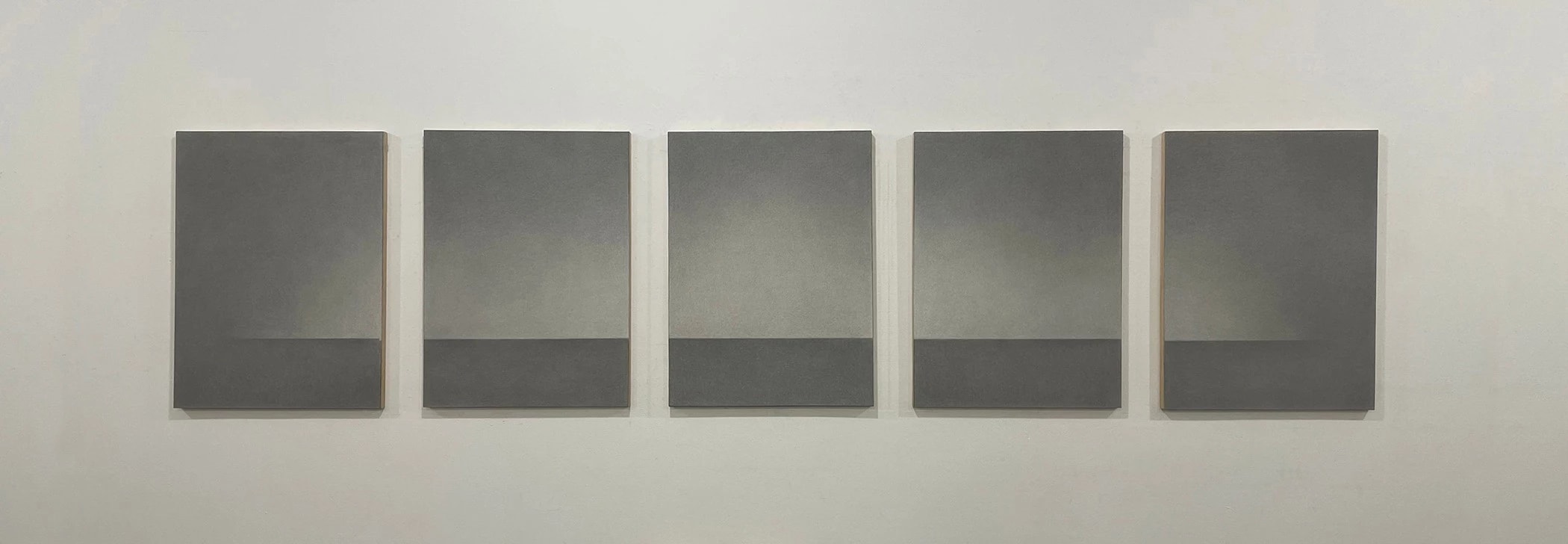 Row of five vertical grayscale drawings.