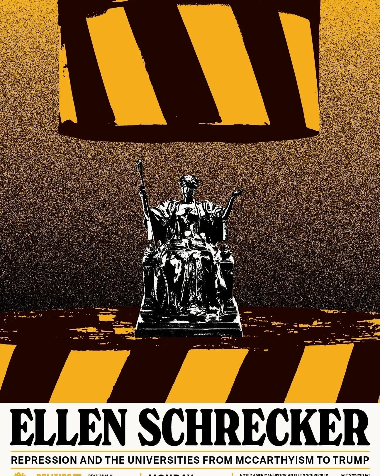 Statue of Minerva (symbol of Columbia University) being crushed