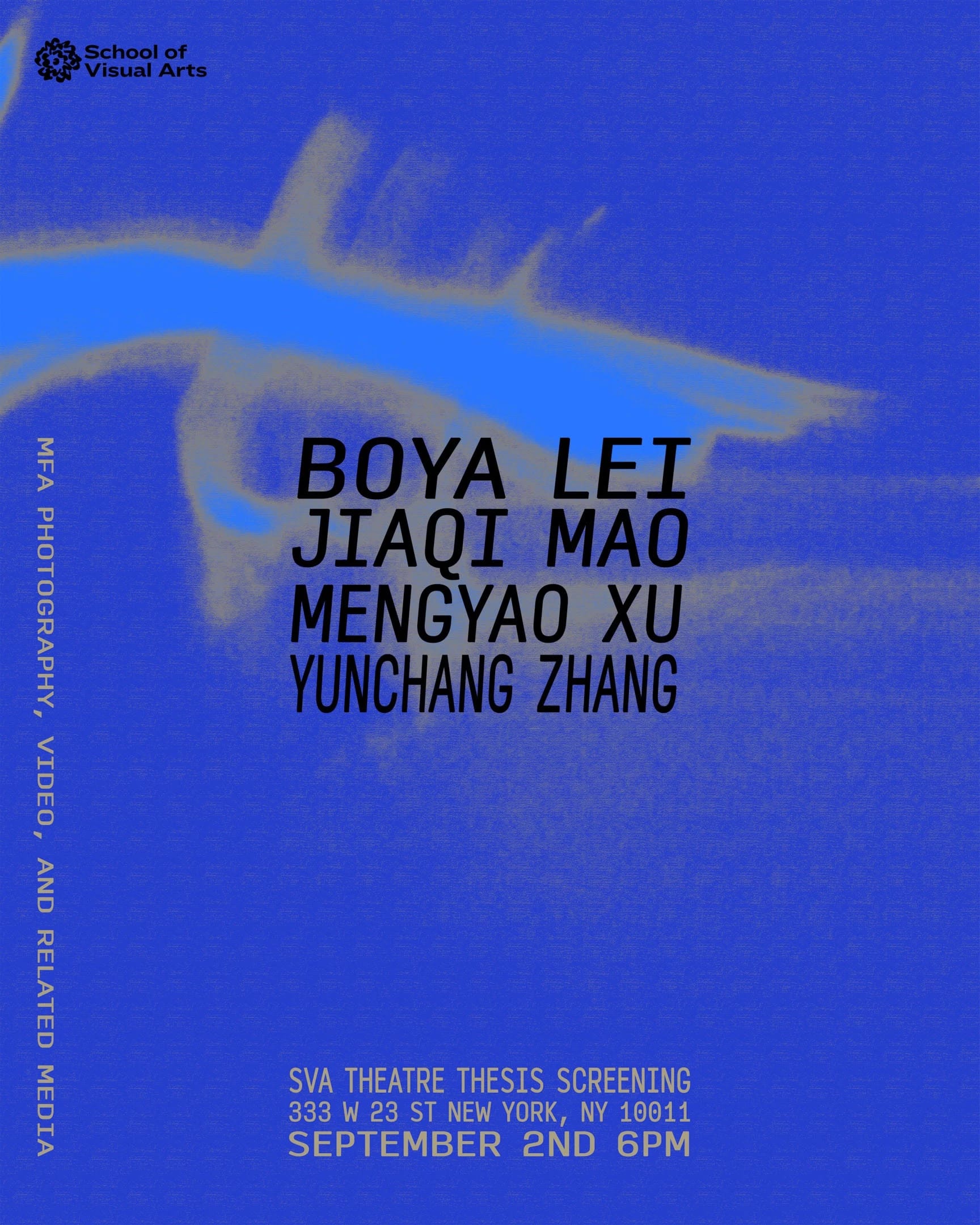 Blue graphic with text on it: the four names of the screeners with information about the screening event.