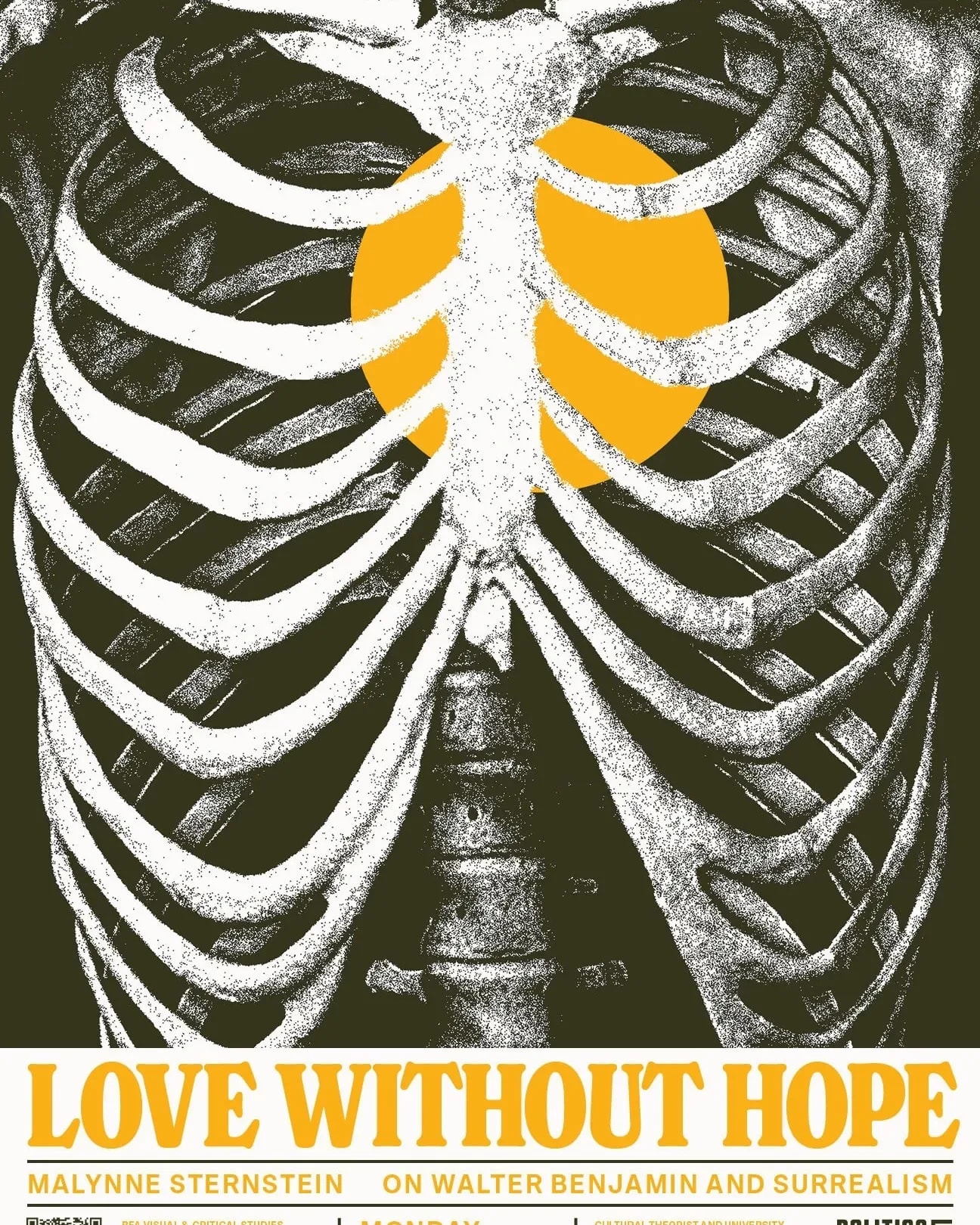 Poster with image of skeleton with setting sun