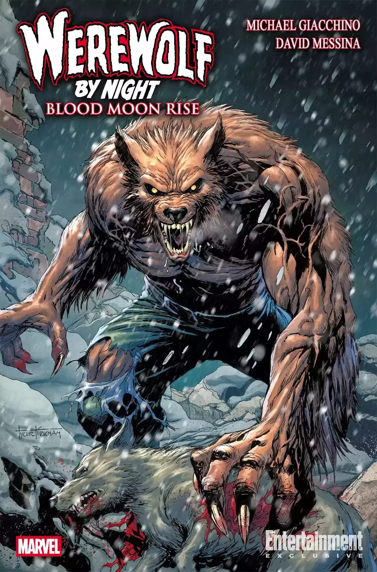 A werewolf with bloodied claws glares at the viewer with a dead wolf at its feet. The comic title is in the top left.