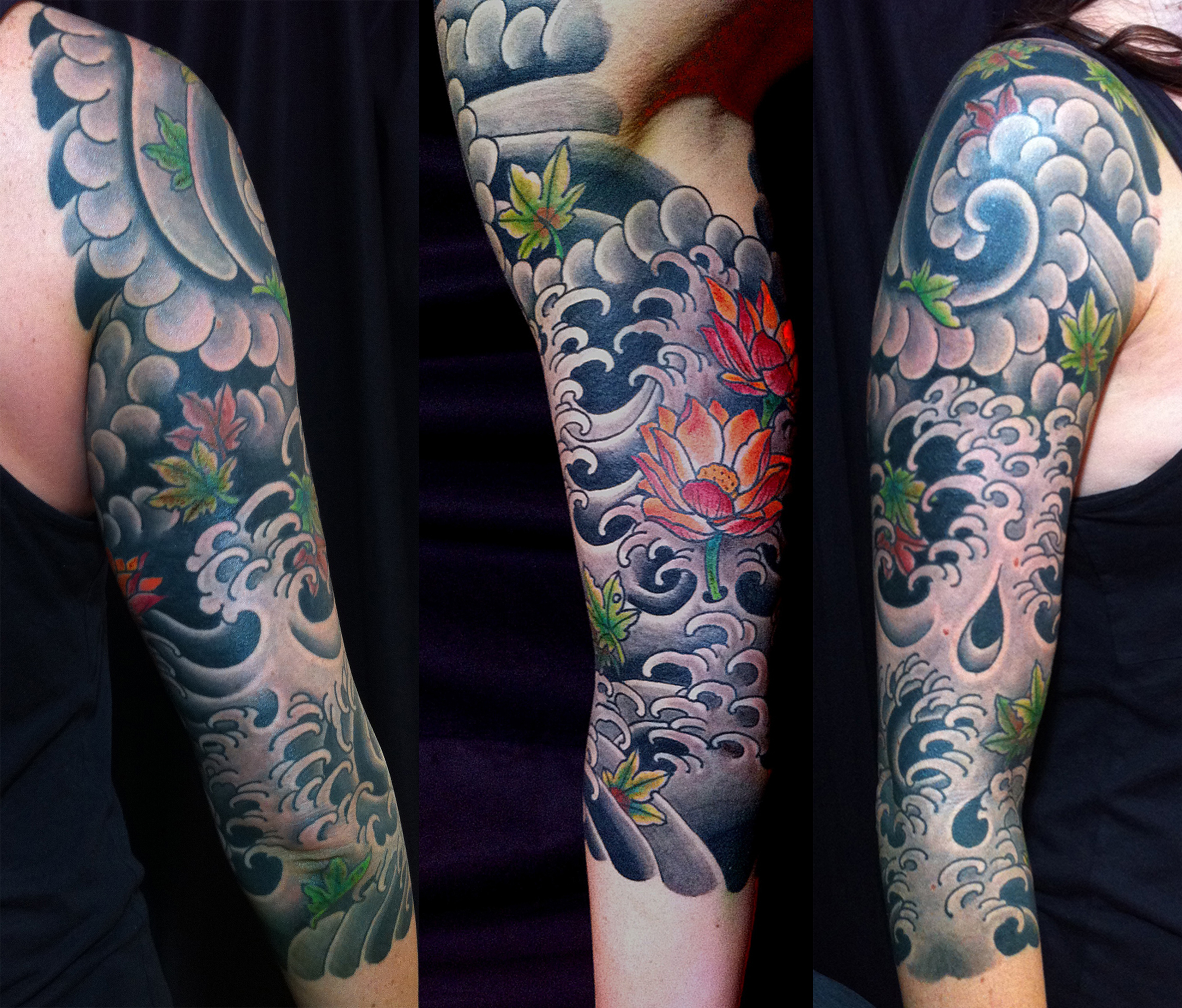 japanese water sleeve tattoos