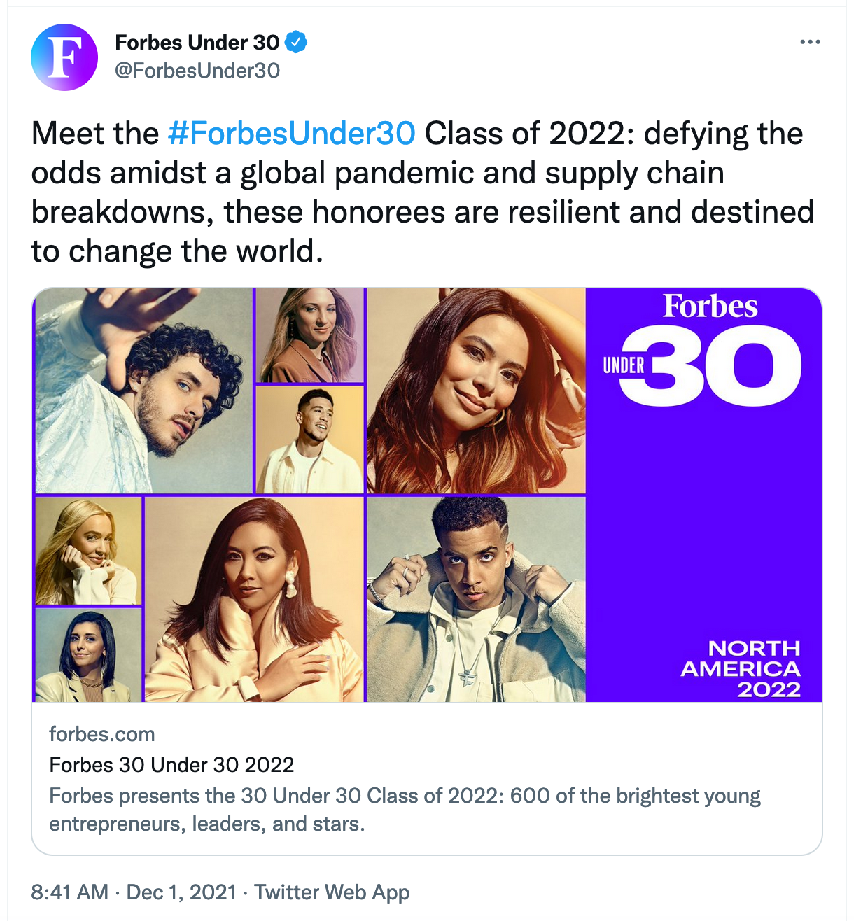 Forbes 30 Under 30 2022